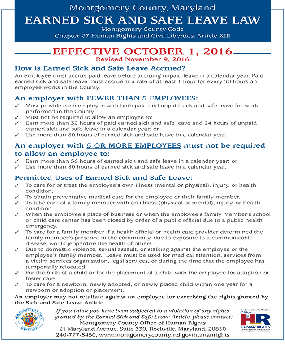 Montgomery County Earned Sick and Safe Leave Law