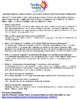 Pinellas County Wage Theft / Recovery Ordinance